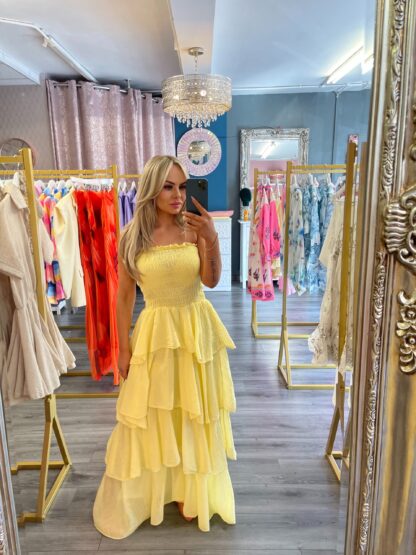 lemon ruffled cheesecloth dress