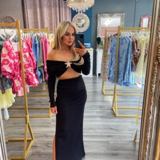 Black skirt twin set