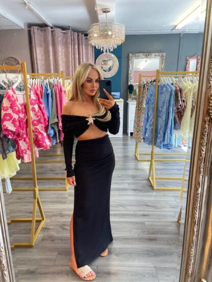 Black skirt twin set