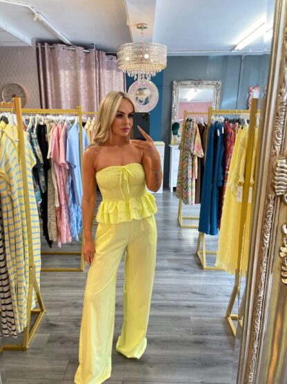 lemon pinstriped twinset