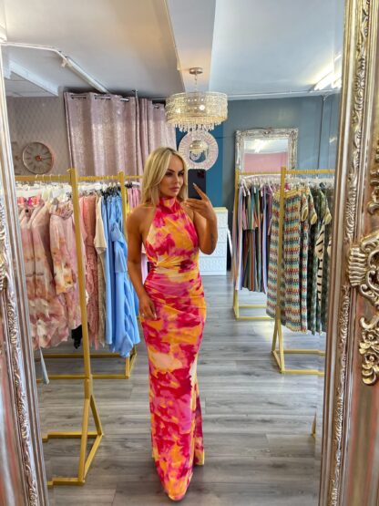 dye-die halter maxi dress
