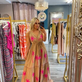Beige/fushia maxi dress