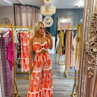 Orange flared leg twin set