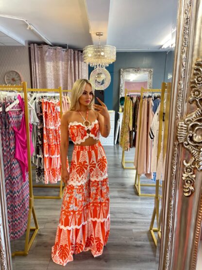 Orange flared leg twin set