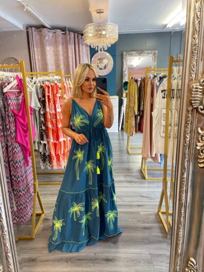 Teal neon maxi dress