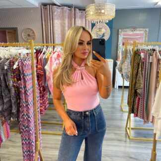 pink buckle bodysuit