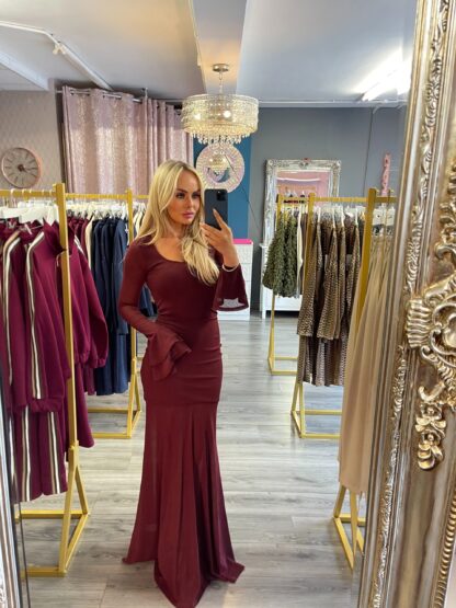 Burgundy floor length dress