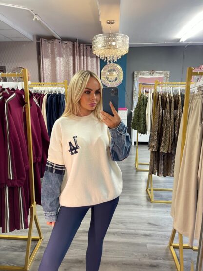 Denim detail LA sweater