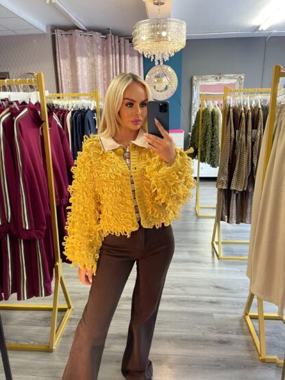 mustard cardigan