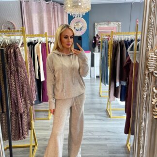 beige soft knitt lounge set