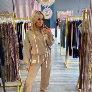 Beige hooded lounge set