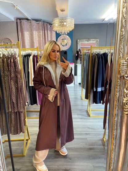 Burgundy trench coat