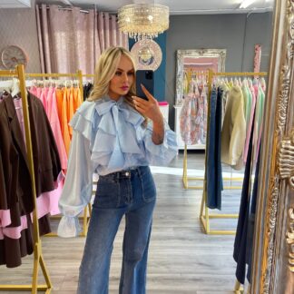 Blue Ruffled Blouse