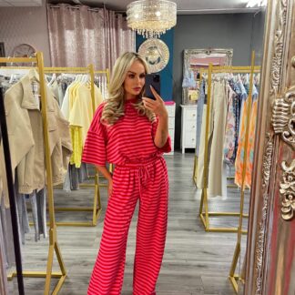 Rasberry stripped Twin set