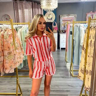 pink crotchet shorts set