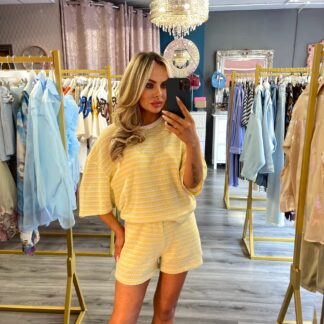 Lemon Chevron Knitt Shorts set