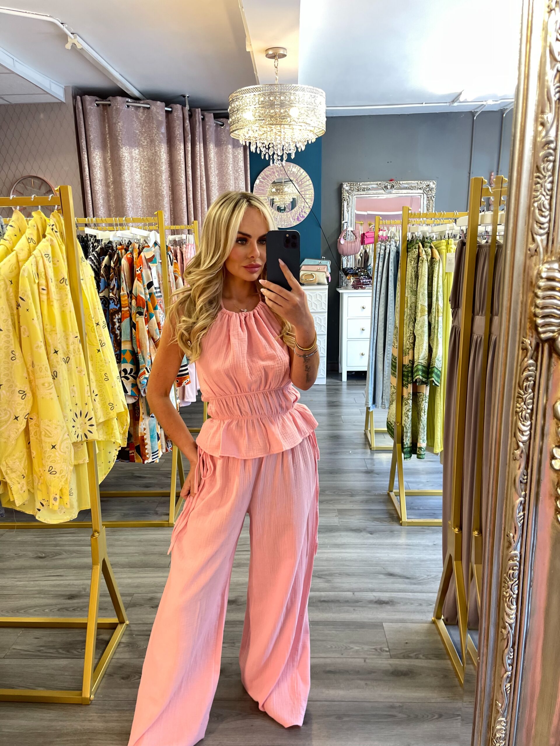 Pink cheesecloth Twin set