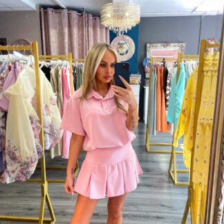 Pleated Pink Skirt Set
