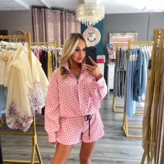 Pink spotted jacket set