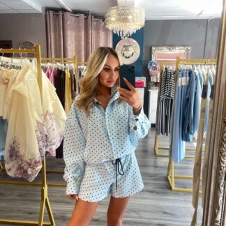 Blue spotted jacket set