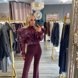 Burgandy flared trousers