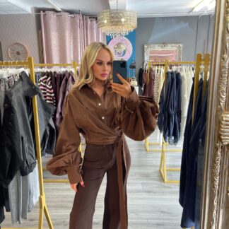 Brown Puff sleeved Shirt