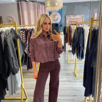 burgandy checked shirt