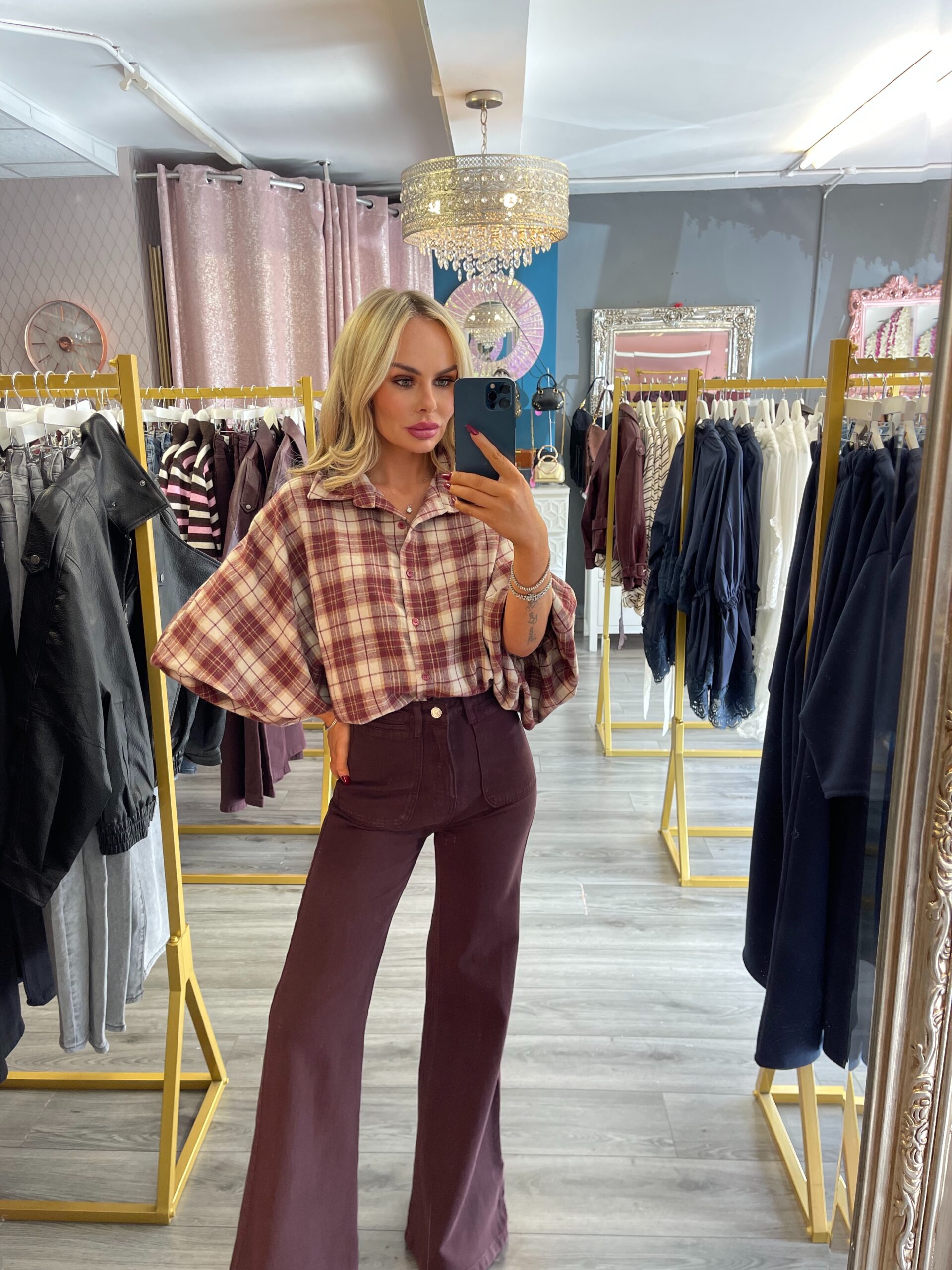 Burgandy Flared Jeans