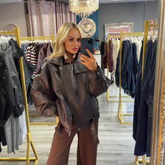 Brown PU leather jacket