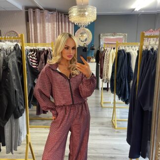 Burgandy Checked Twin Set