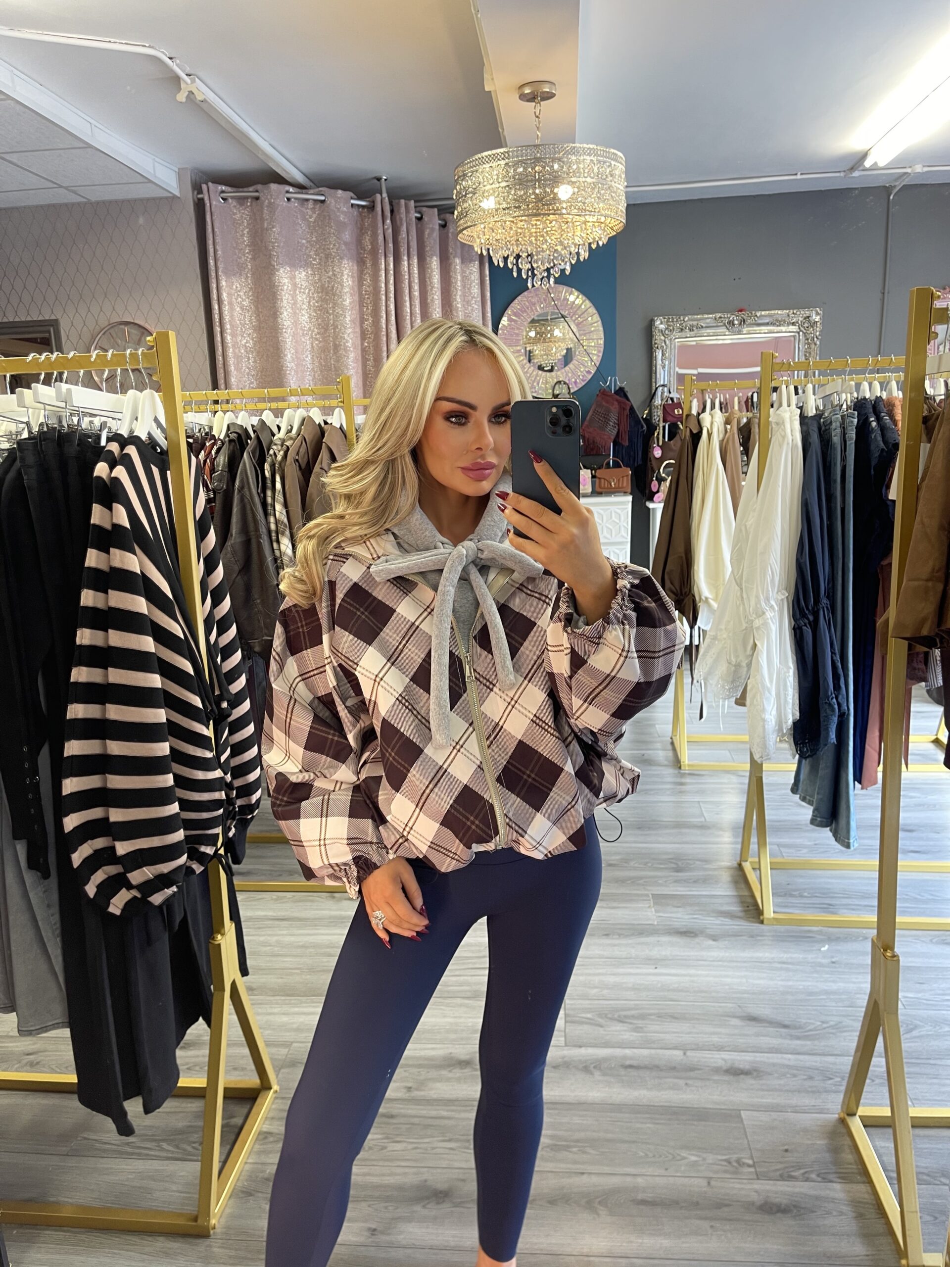 Checked Jacket Plum