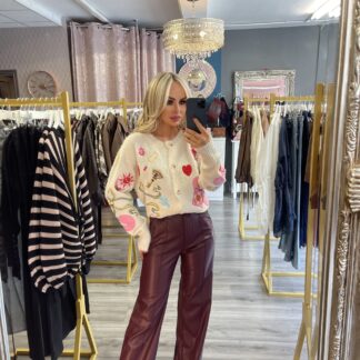 Burgandy PU trousers